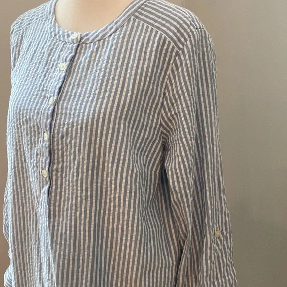 Ann Taylor Loft NWT midi dress long sleeve lightweight pinstripe seersucker - Picture 9 of 12